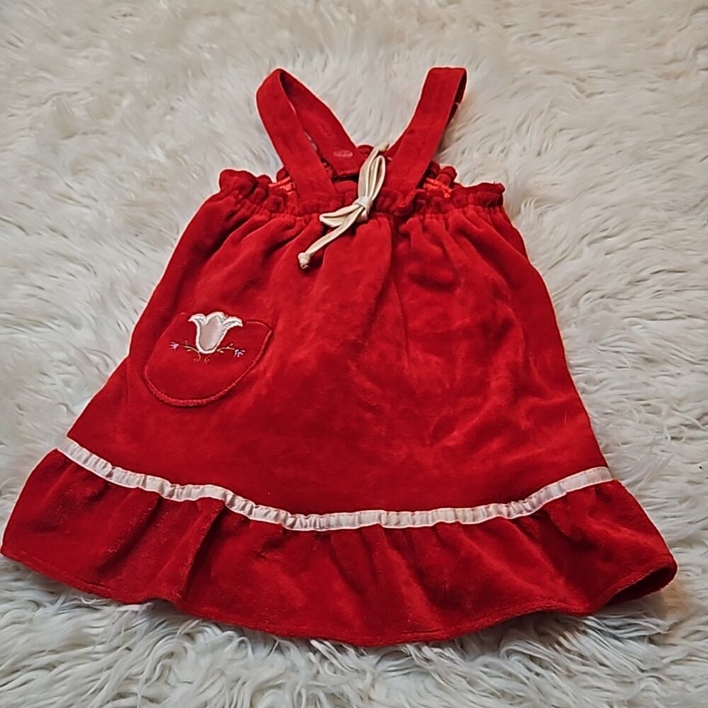 Vintage Genie Gee Baby Girls Red Soft Robe Swim Coverup Dress